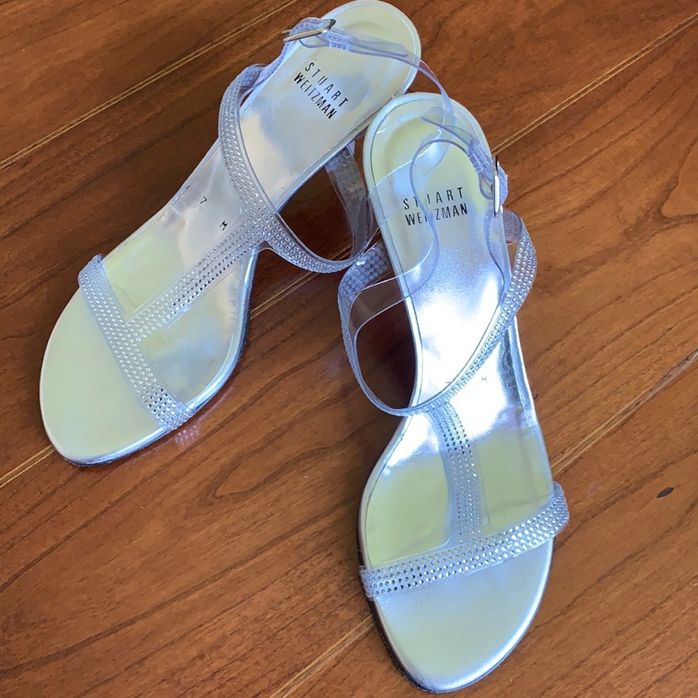 Stuart Weitzman Silver Supple Kid Sandal Size 7